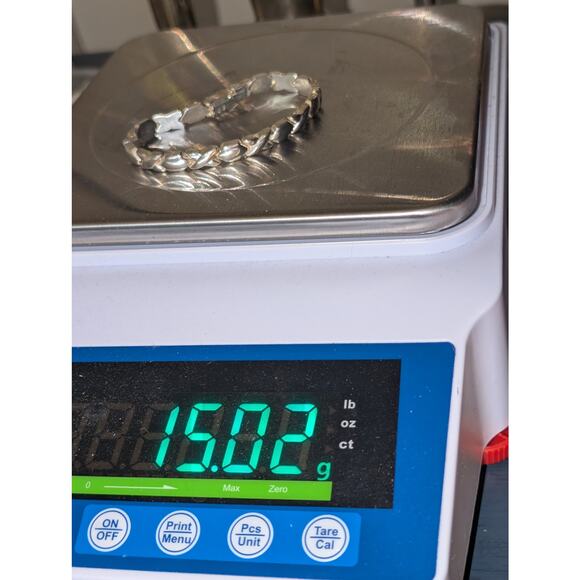 VTG Marked 925 Italy Sterling Polished X & O Link Slide In Clasp Safety Bracelet - Picture 5 of 7